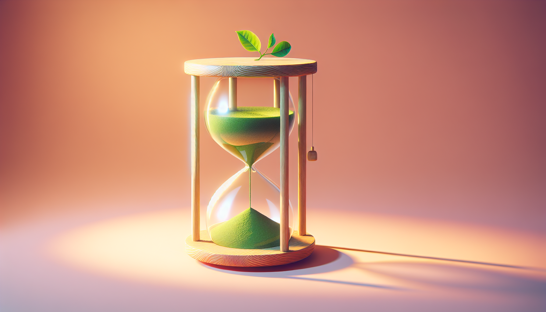 Reloj de arena de té matcha vaciándose para mostrar claridad