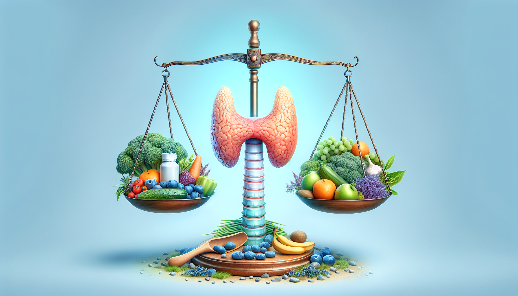 Ilustración de glándula tiroides en equilibrio