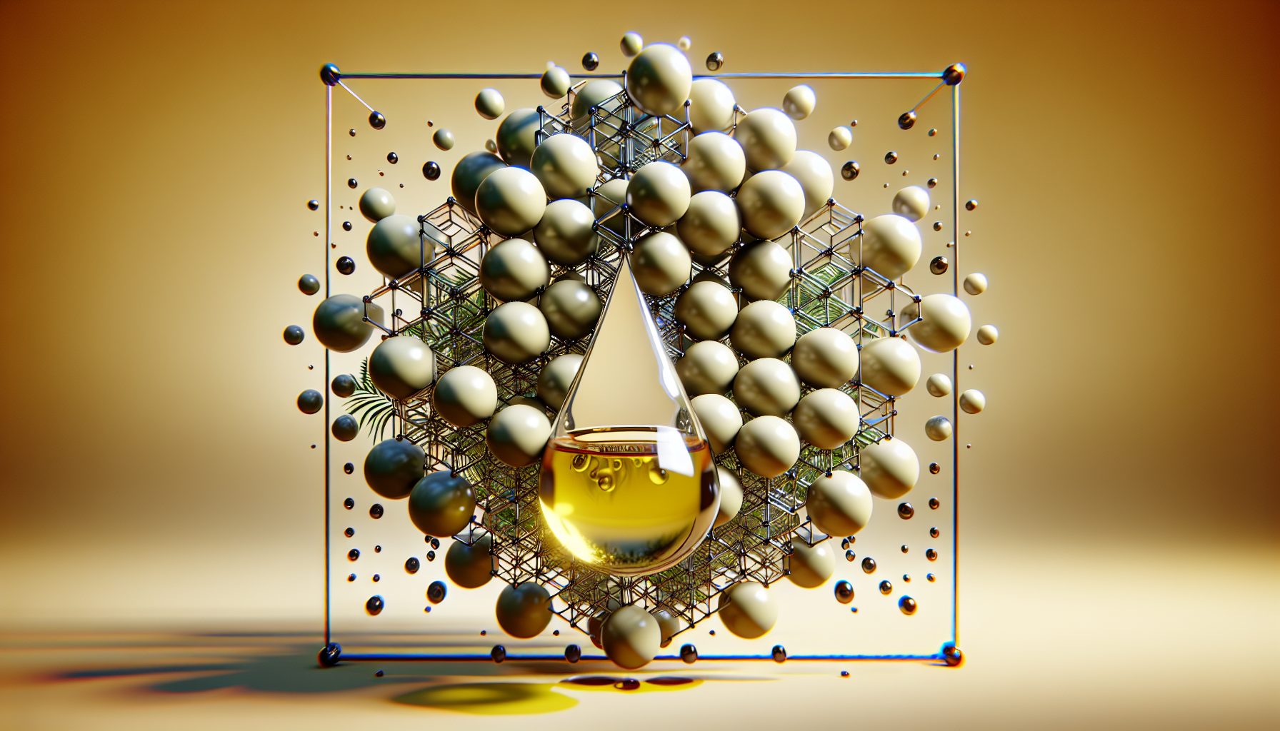 Figura geométrica formada por gotas de aceite de oliva virgen