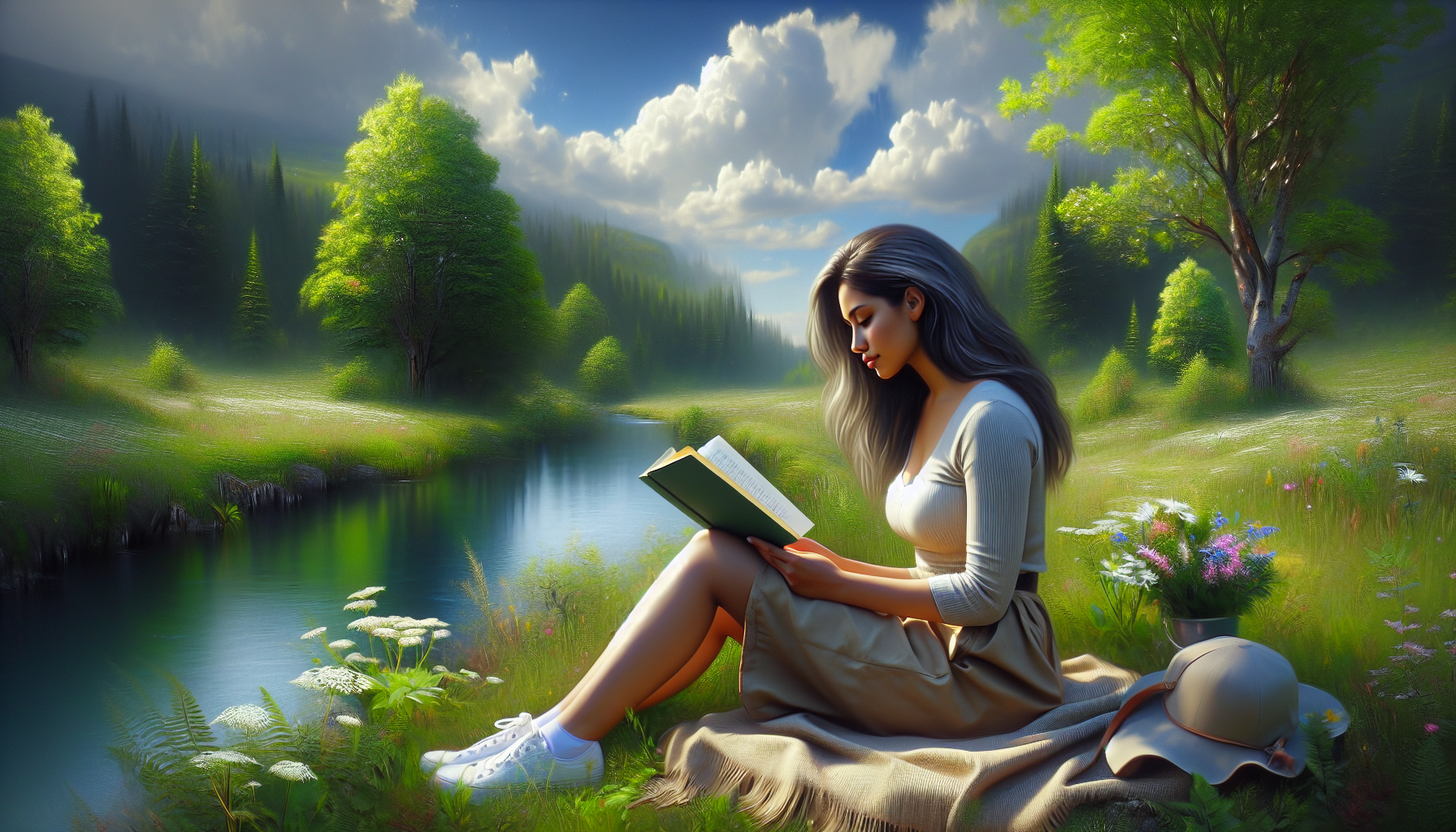 Mujer disfrutando de la naturaleza durante su ciclo