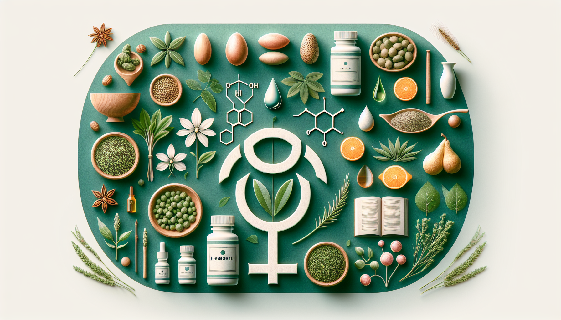 Ilustración de equilibrio hormonal con elementos naturales