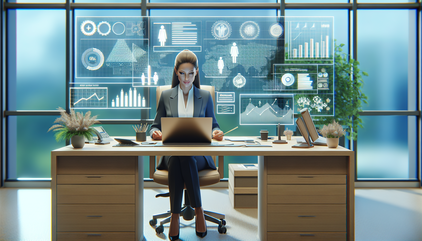 Mujer rindiendo al máximo en su entorno laboral