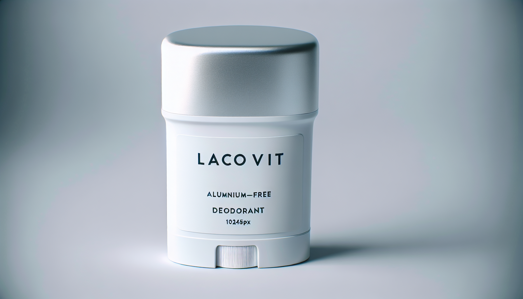 Envase de desodorante Lactovit sin aluminio sobre fondo limpio