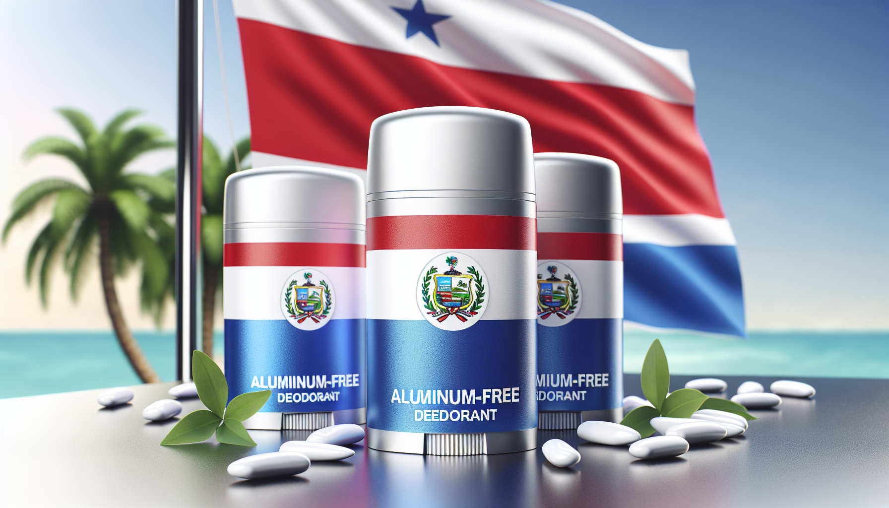 Frasco de desodorante sin aluminio con una bandera de Panamá