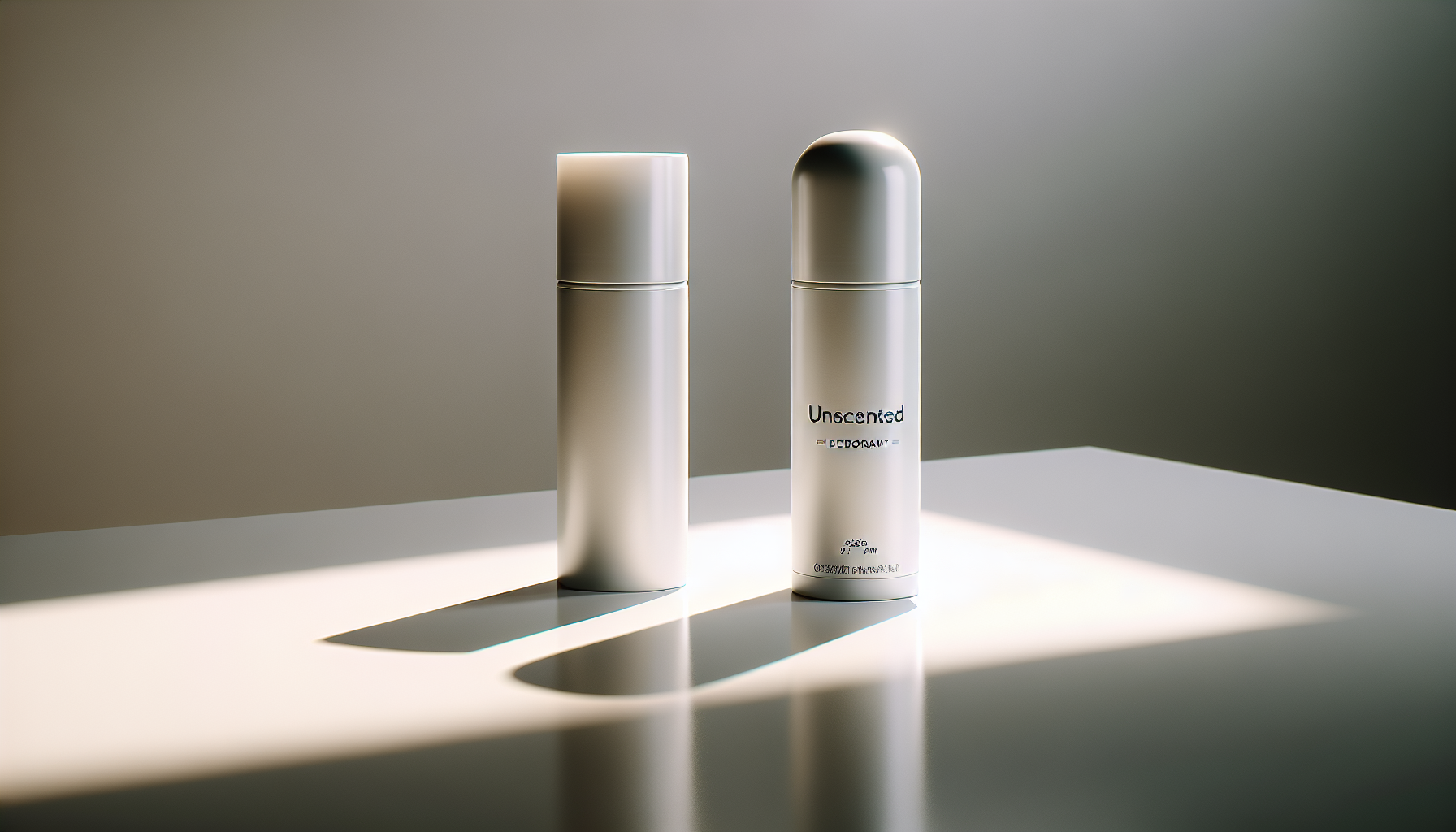 Envase de desodorante sin aroma sobre una superficie minimalista