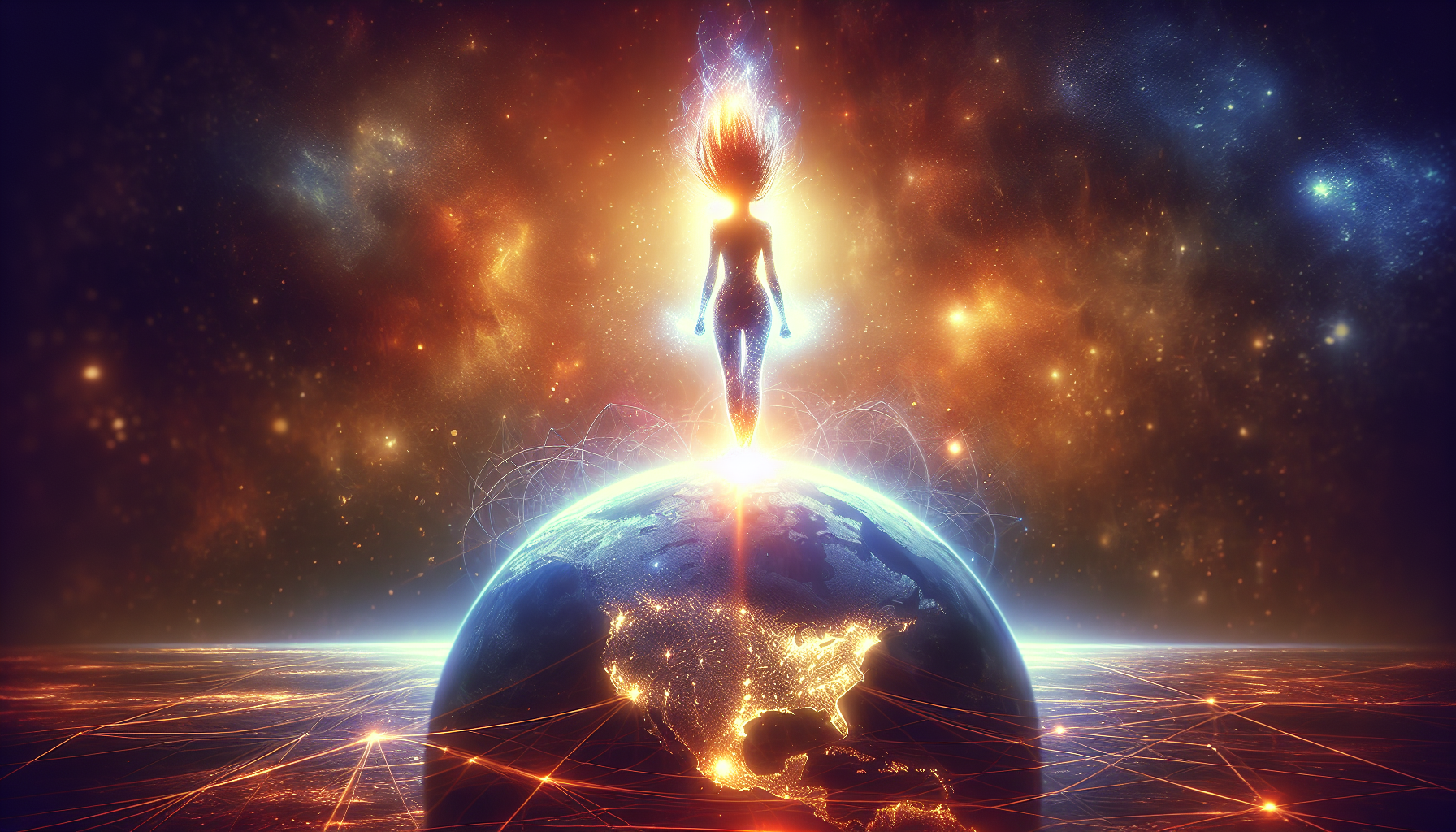 Mujer conquistando el mundo con energía y determinación