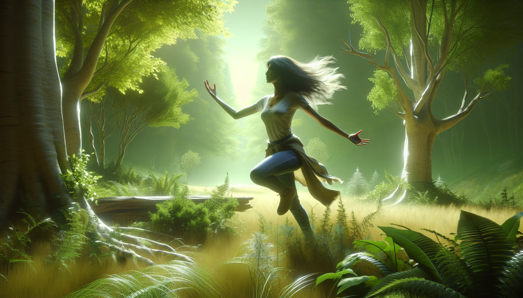 Mujer liderando con pasión en un entorno natural