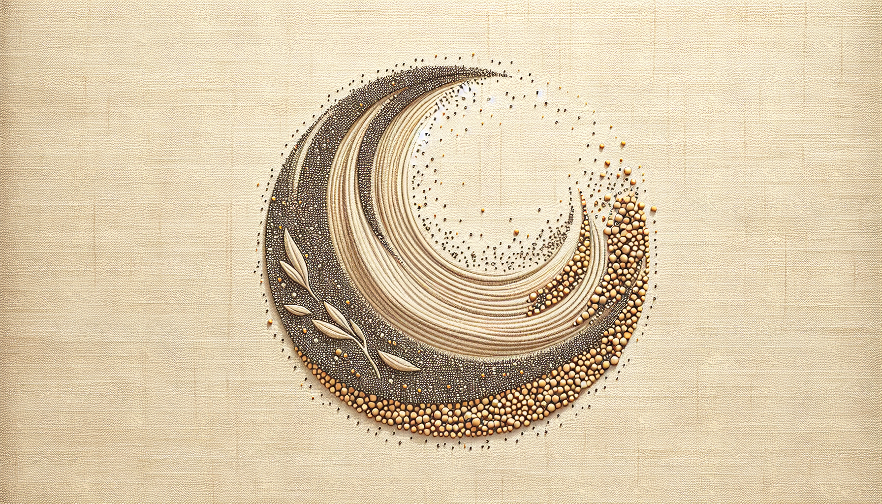 Textura de lino beige decorada con semillas de chía