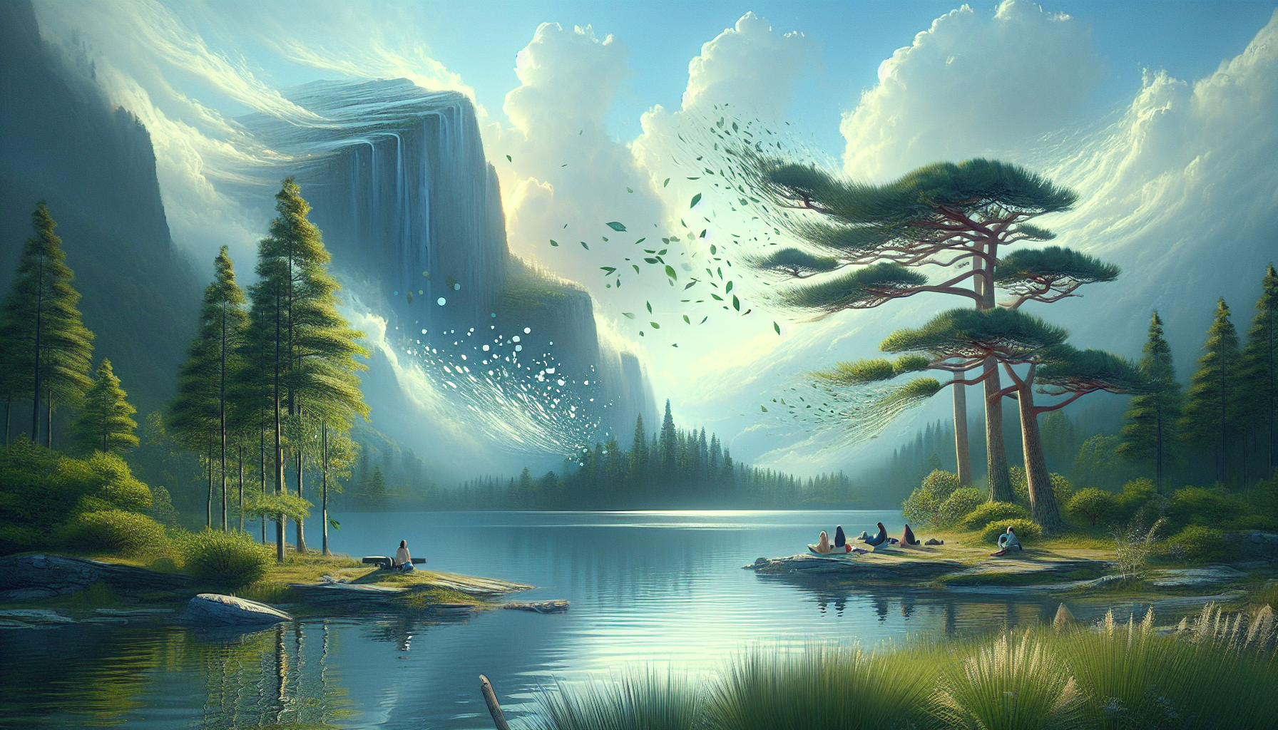 Brisa de pino patagónico moviendo hierba de limón