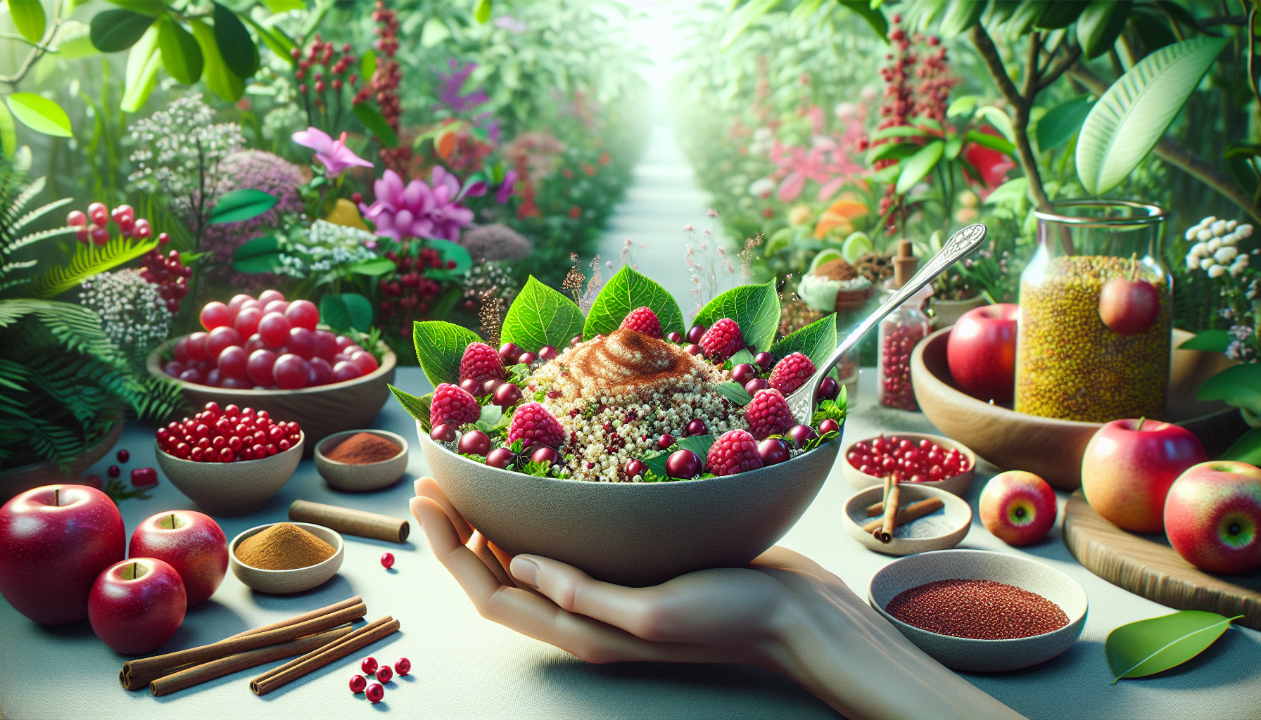 Mujer embarazada rodeada de naturaleza