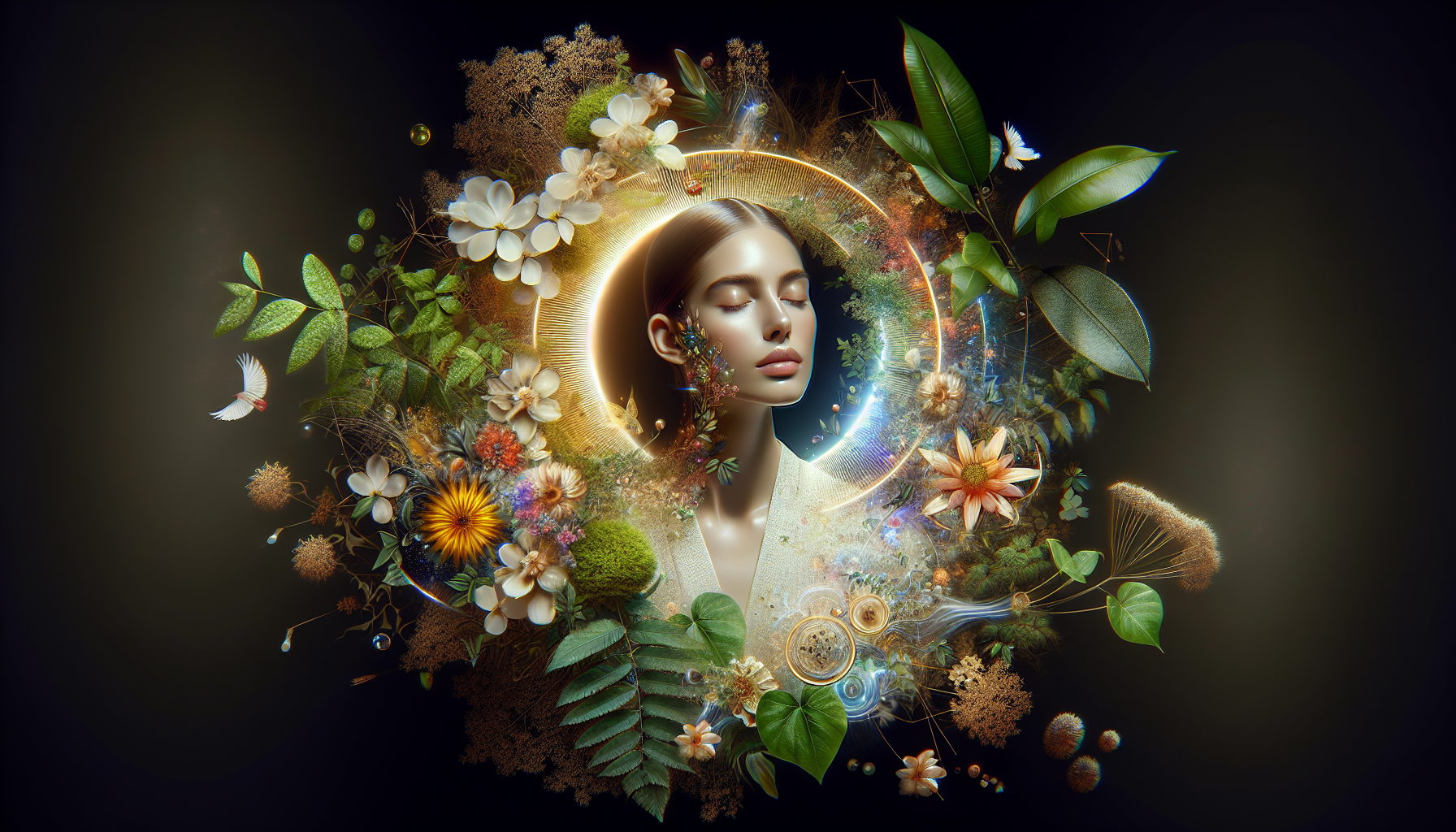 Mujer con piel radiante en un entorno natural