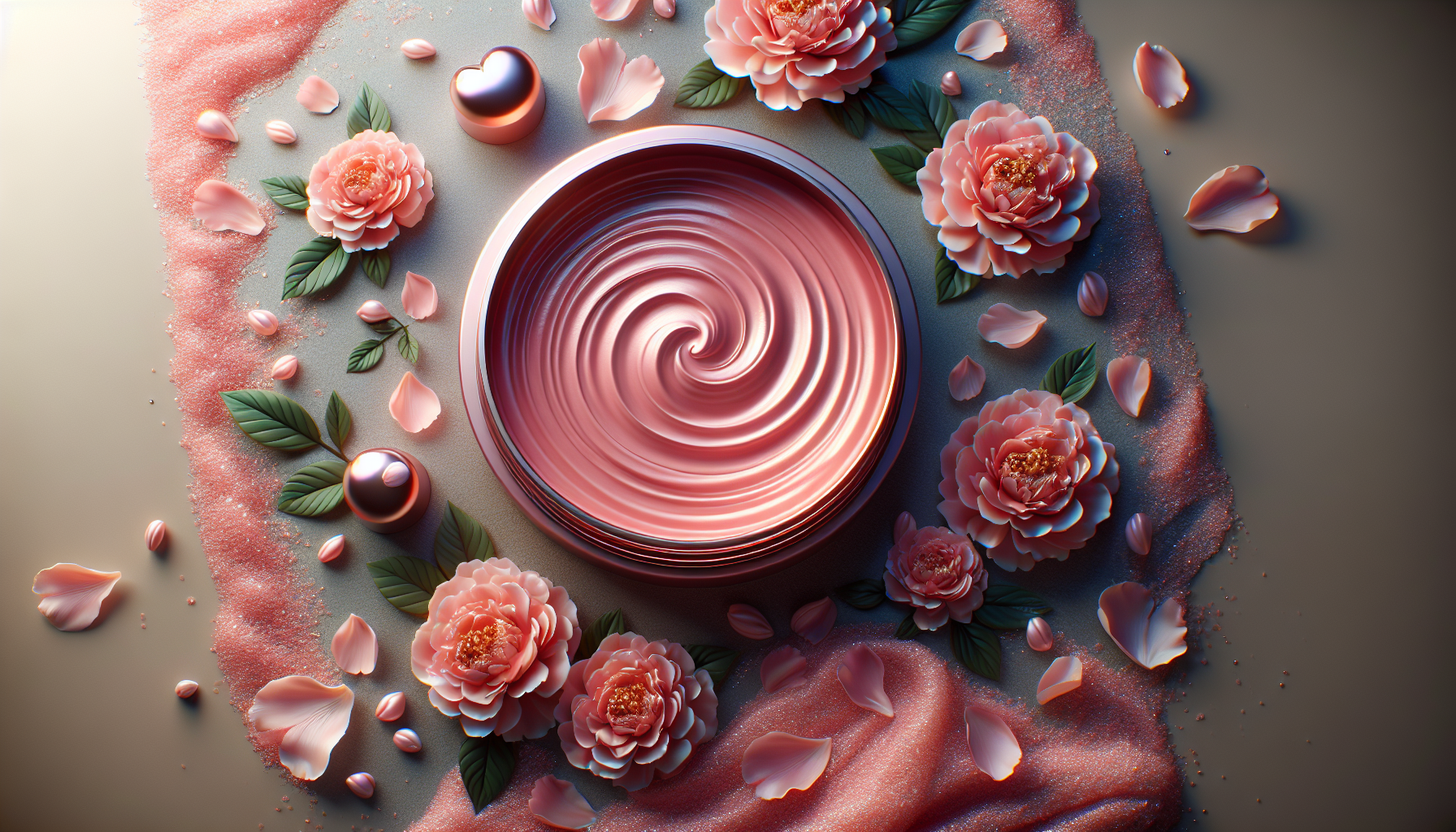 Textura de arcilla rosa pulida con pétalos de peonía