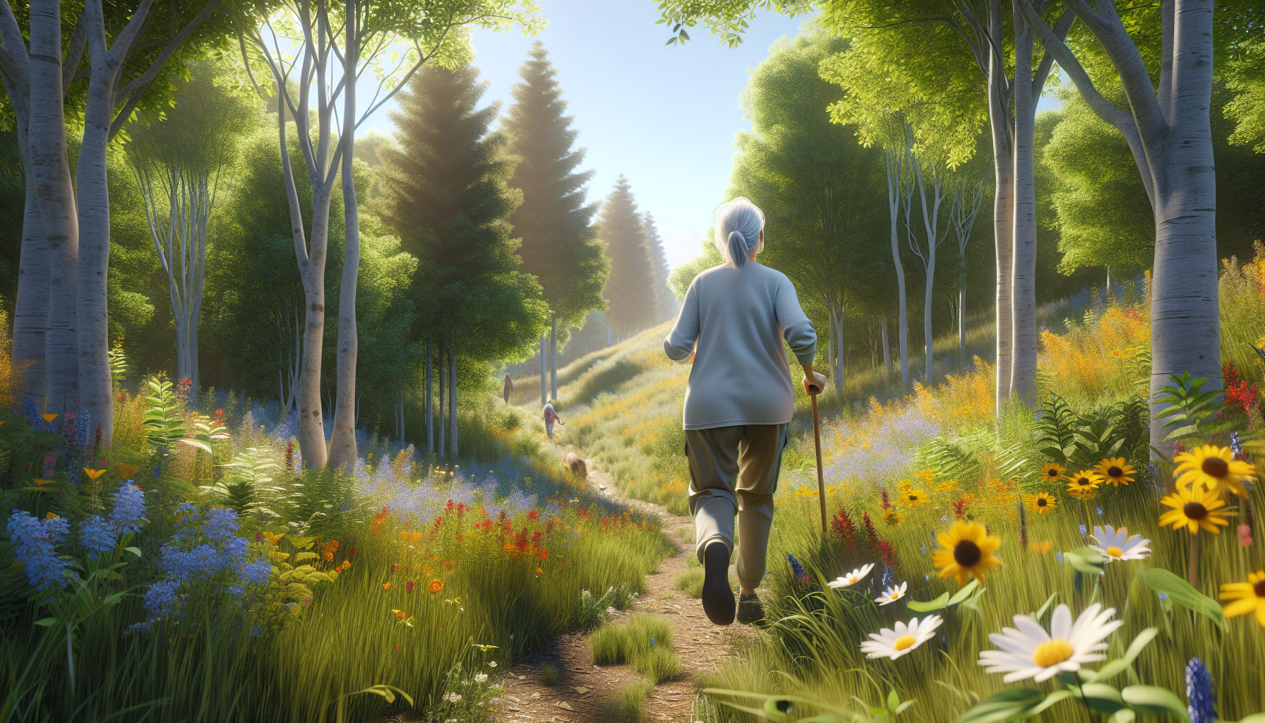 Mujer mayor pero enérgica disfrutando del aire libre