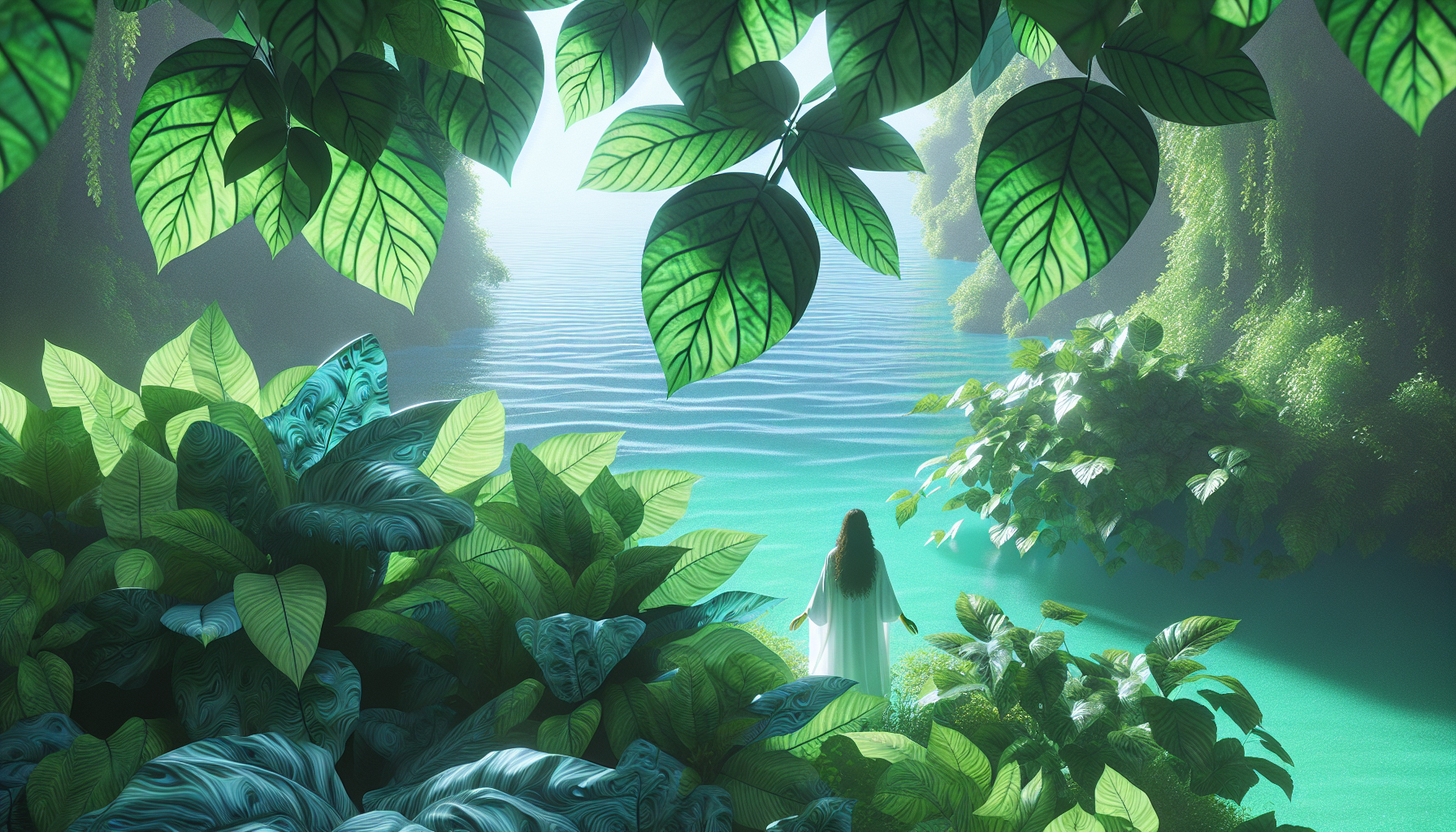 Mujer en la naturaleza con hojas que representan alivio