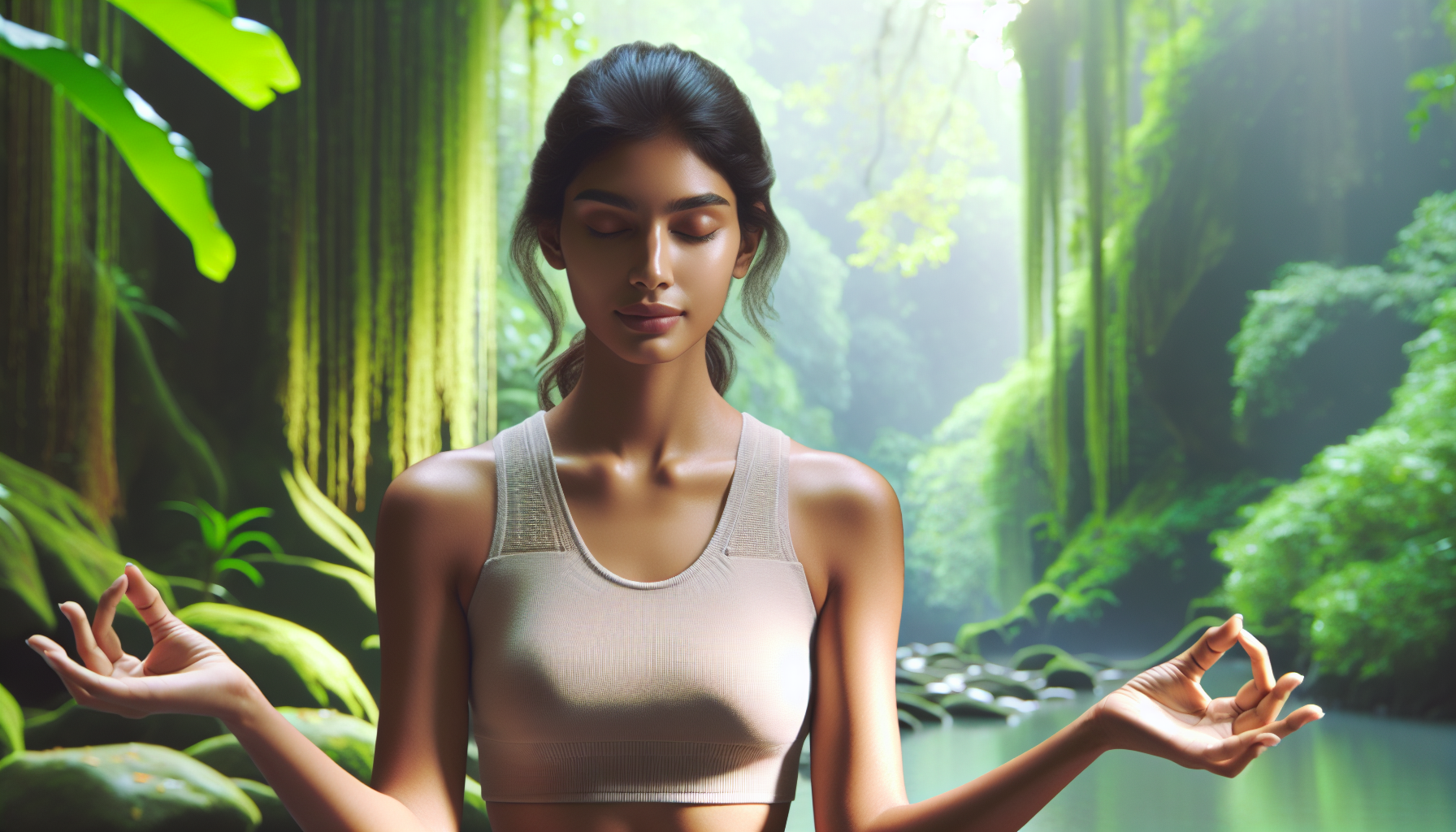 Mujer joven en un entorno fresco y natural