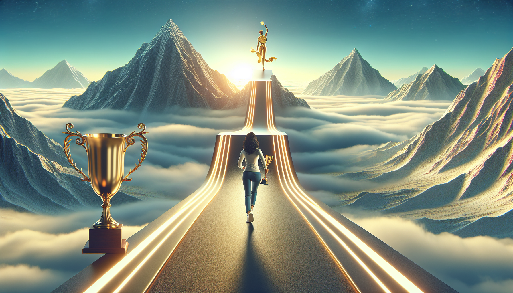 Mujer exitosa avanzando hacia nuevas metas