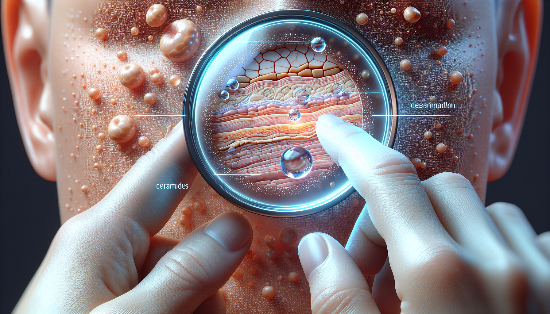 Ilustración de ceramidas y piel saludable.
