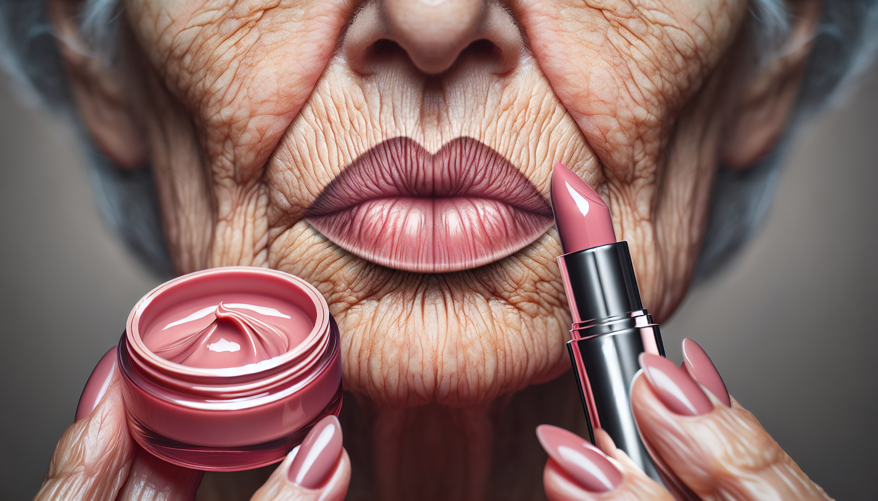 Labios de mujer mayor hidratados con Skin Perfection.
