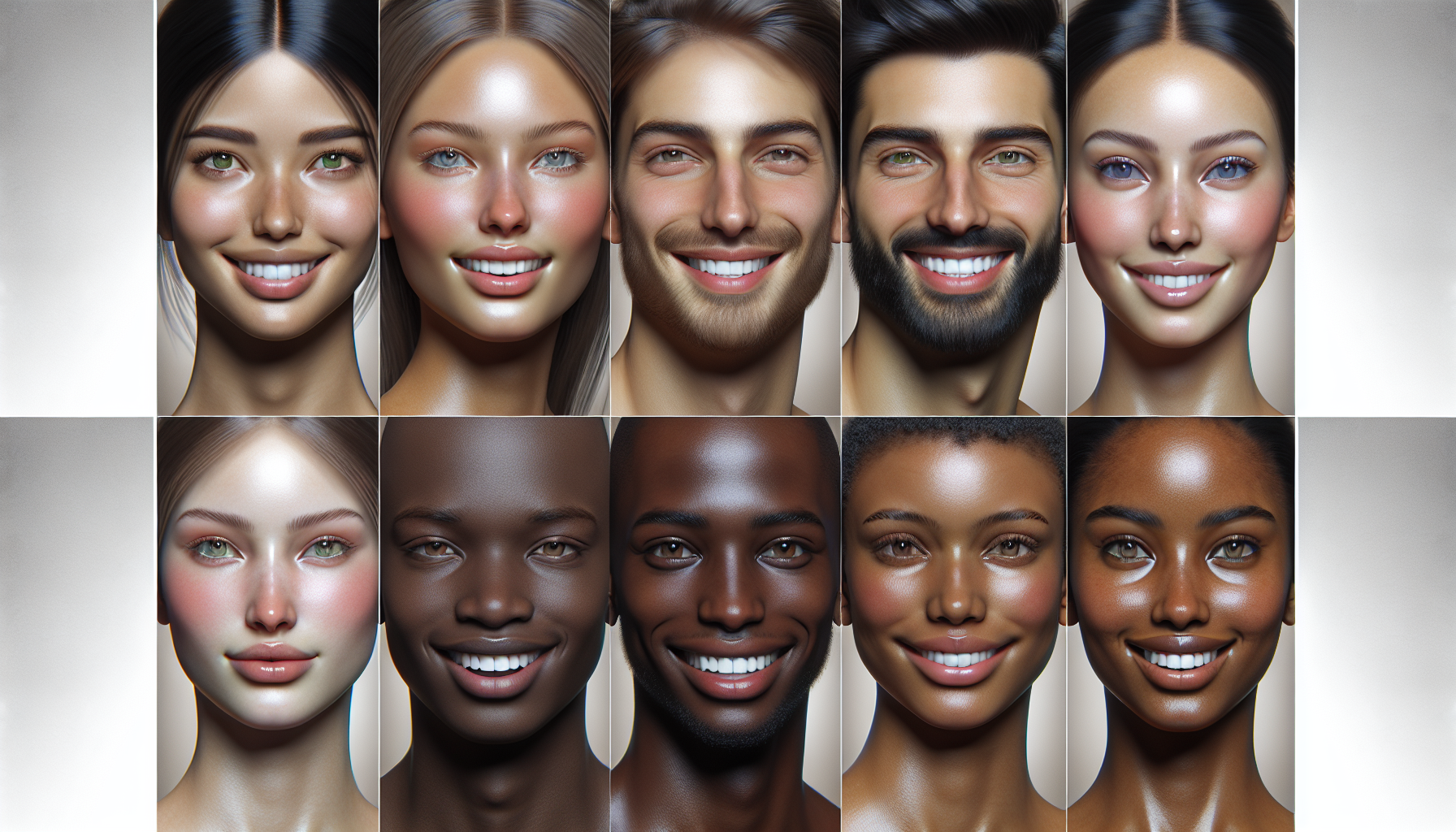 Personas sonriendo mostrando piel suave.