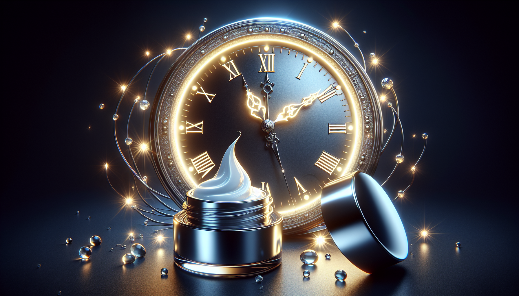 Reloj y rostro radiante tras aplicar crema.