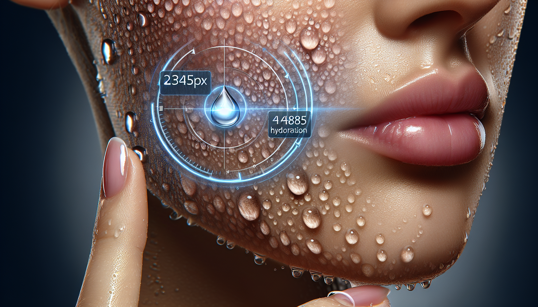 Piel hidratada por largo tiempo con gotas de agua.