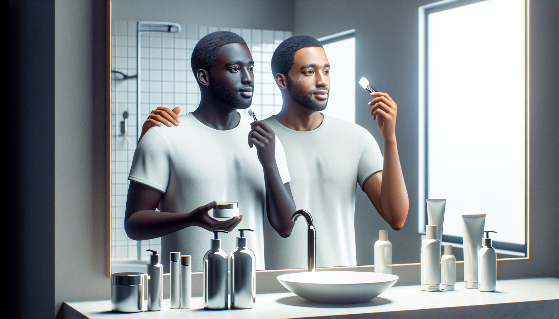 Pareja aplicando Skin Perfection juntos.