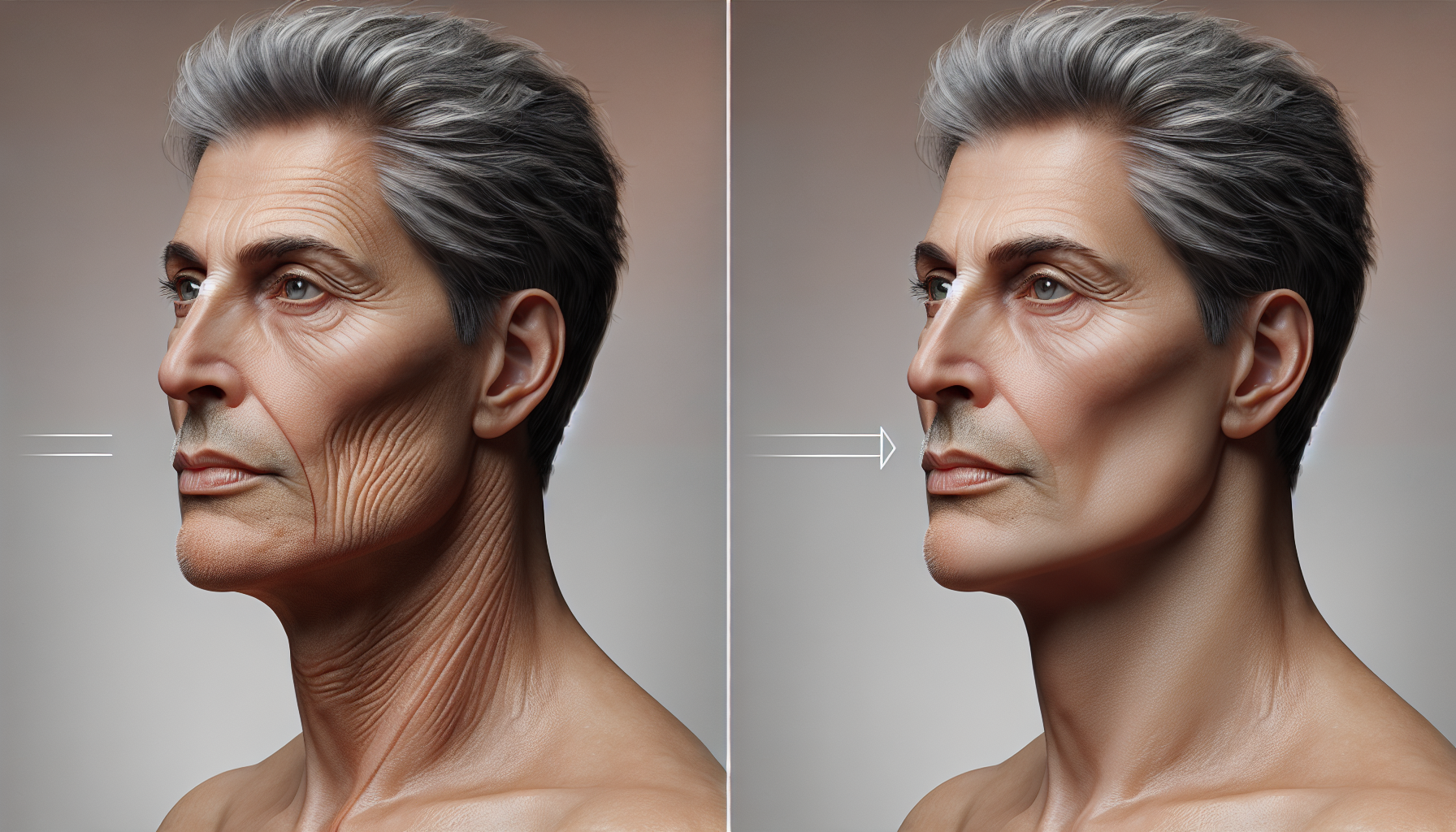 Piel madura con flacidez marcada en cuello y mandíbula mejorada con Skin Perfection.