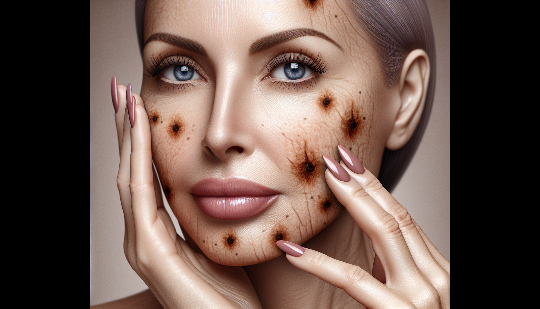 Piel madura con manchas oscuras de la edad mejorada con Skin Perfection.