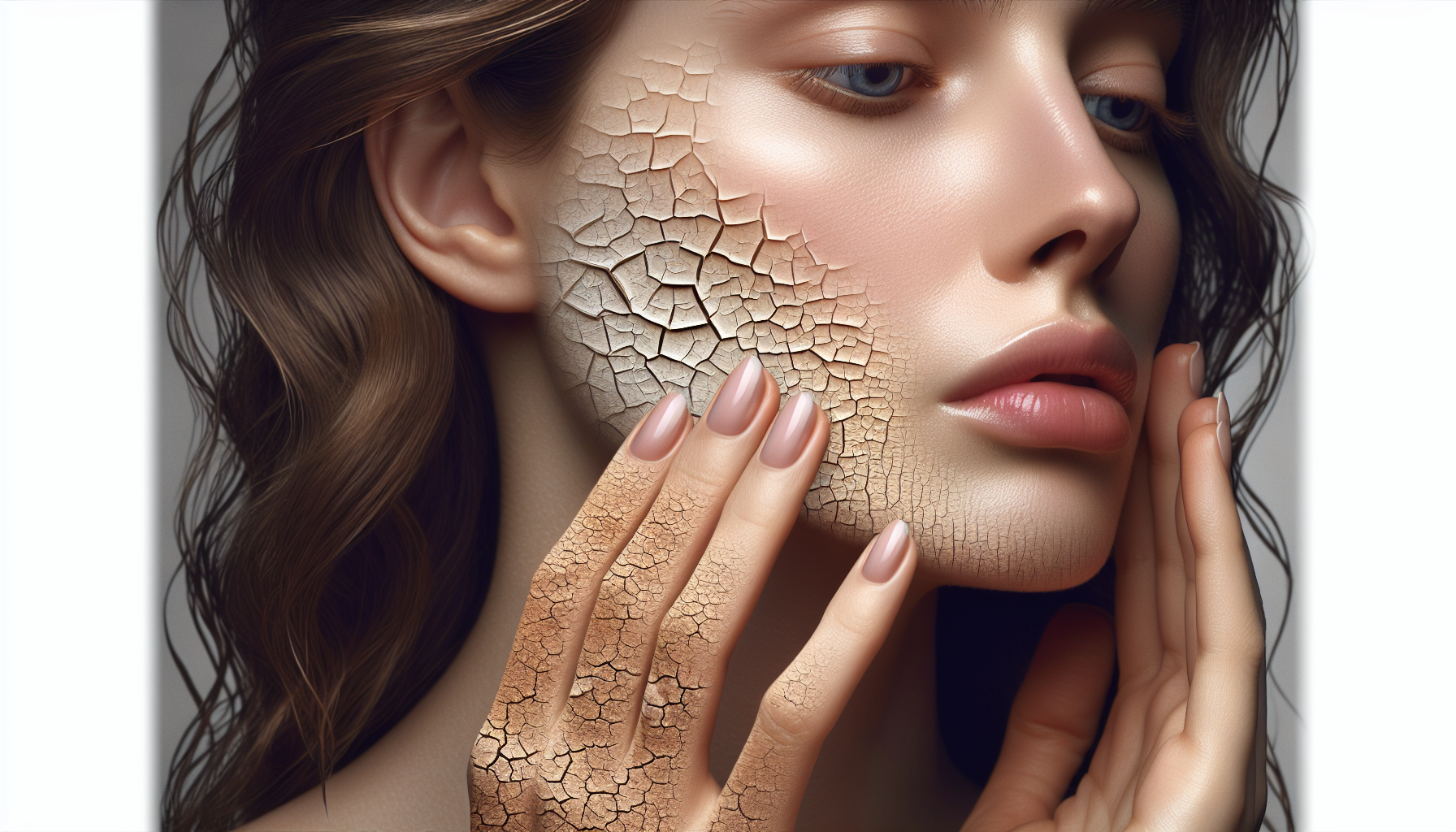 Primer plano de piel seca antes de crema.