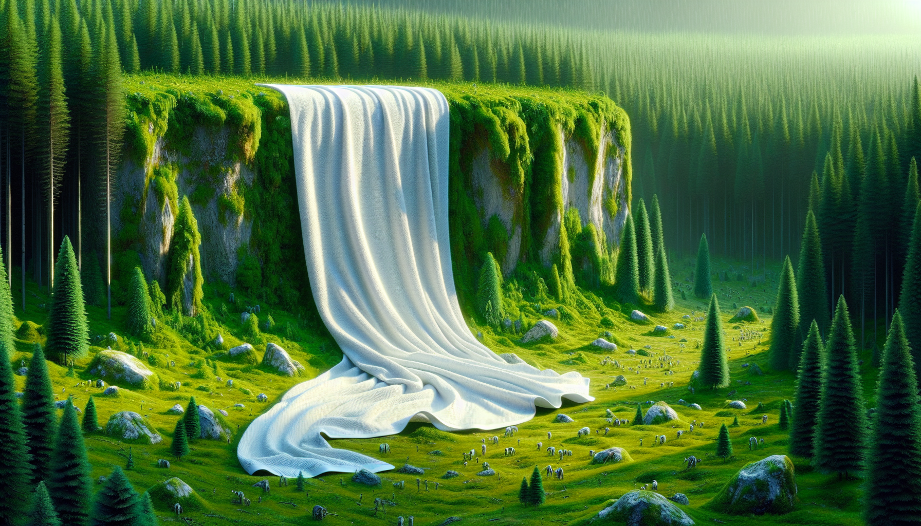 Aparece un cupón descuento en un bosque limpio y verde como si una toalla limpiadora hubiera pasado por el bosque.